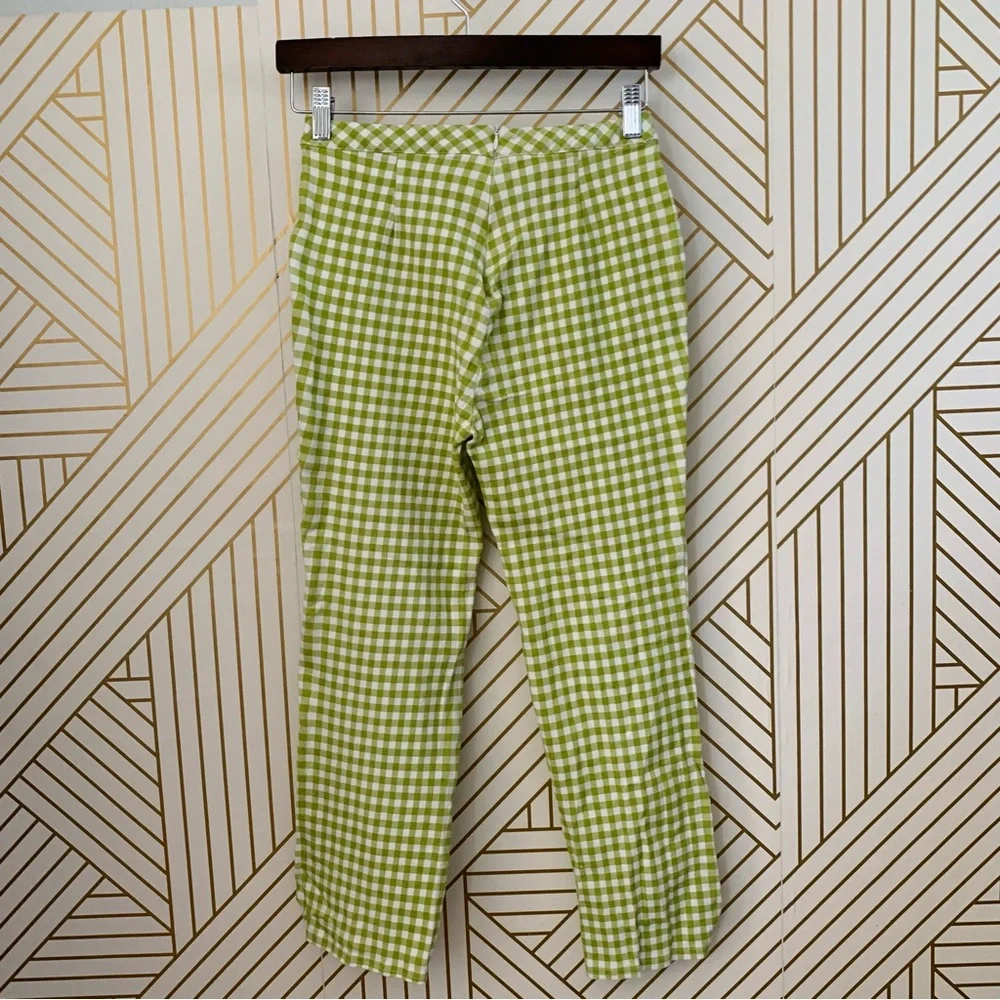 Lane 201 Cotton Lime Green & White Gingham Checkered Vintage Inspired Pants M